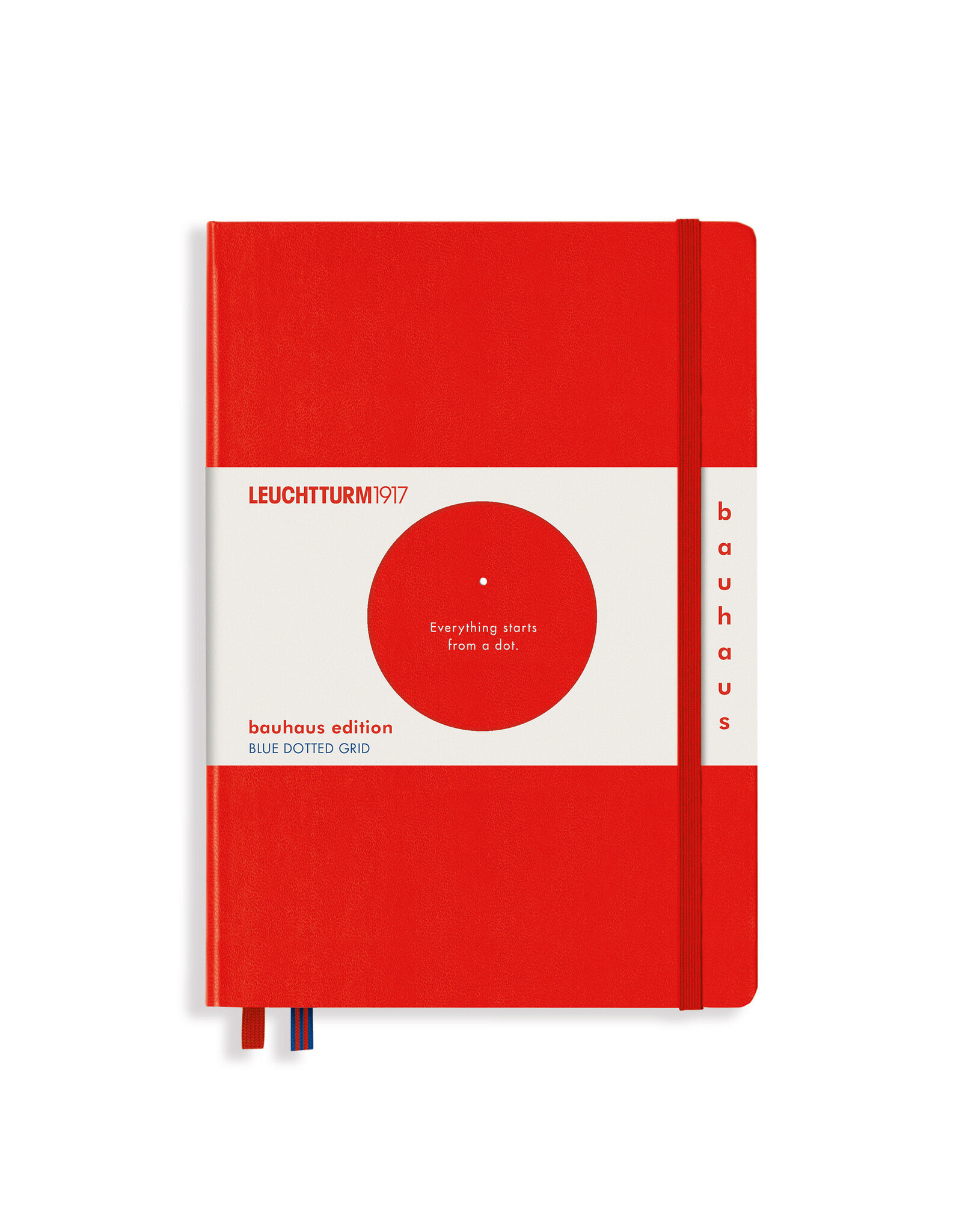 Leuchtturm1917 Hardcover Medium A5 Notebook Red with Blue Dotted Grid Bauhaus Edition