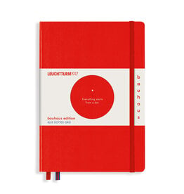 Leuchtturm1917 Hardcover Medium A5 Notebook Red with Blue Dotted Grid Bauhaus Edition