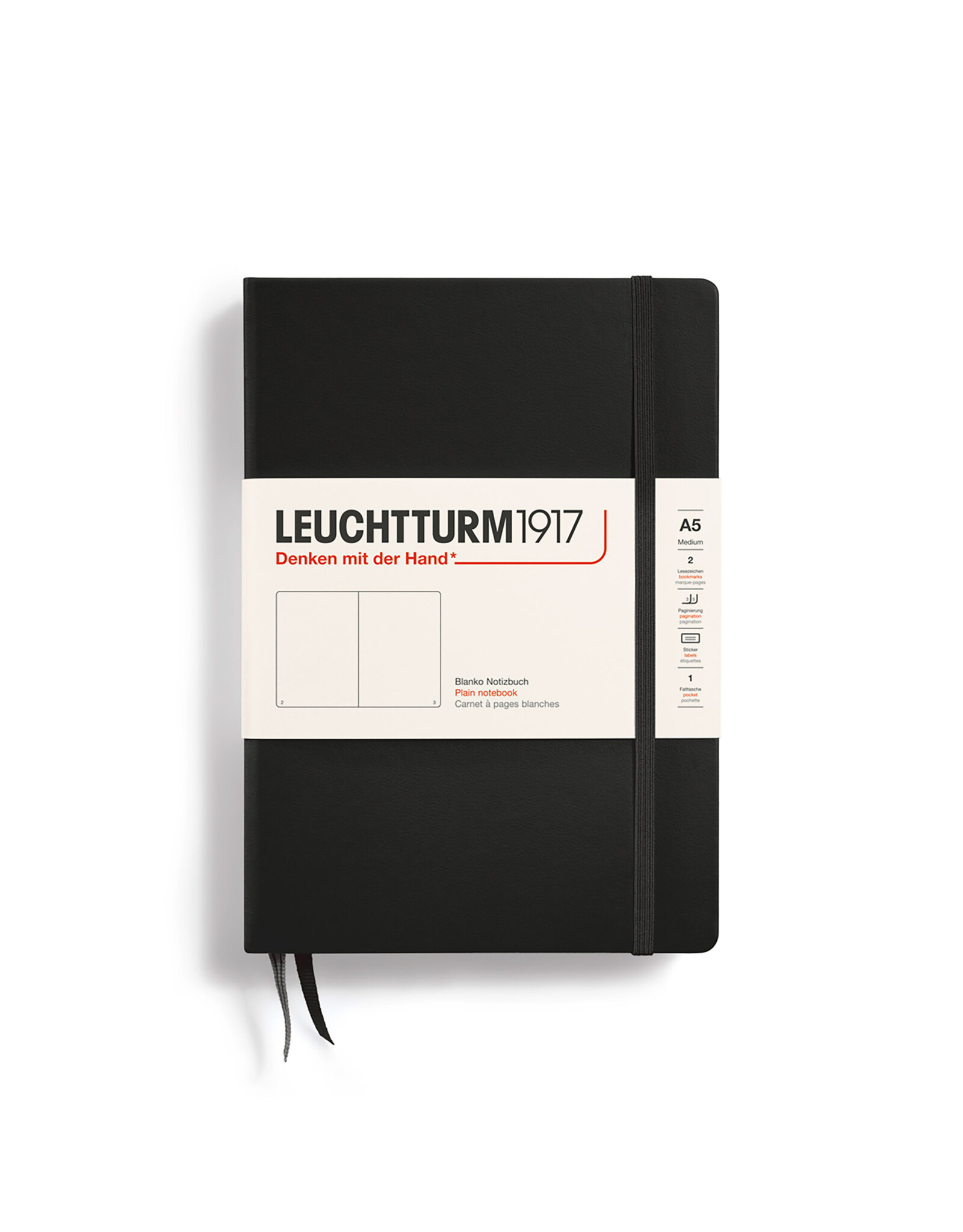 Leuchtturm1917 Hardcover Black A5 Plain Medium Notebook