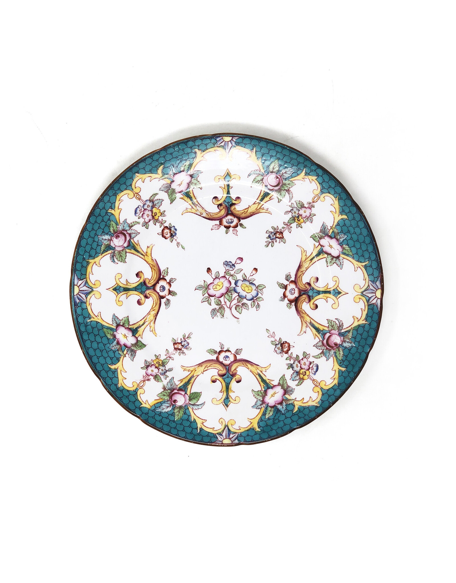 Sarreguemines Vaisselle Antique Faienceware Green & Yellow Plate