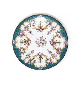 Sarreguemines Vaisselle Antique Faienceware Green & Yellow Plate