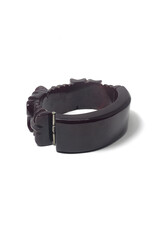 Vintage Floral Carved Maroon Bakelite Clamper Bracelet
