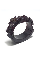 Vintage Floral Carved Maroon Bakelite Clamper Bracelet