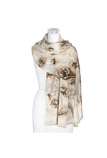 RainCaper Da Vinci Flower Study Fine Art Silk Blend Shawl