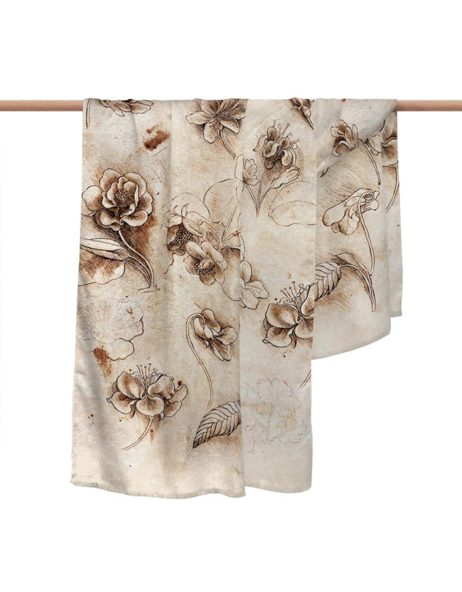 RainCaper Da Vinci Flower Study Fine Art Silk Blend Shawl
