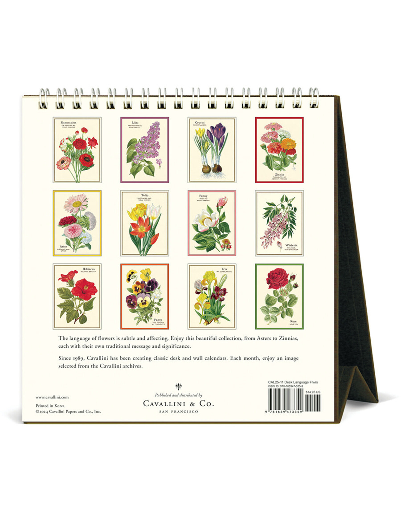 Cavallini Papers & Co. 2025 Desk Calendar Language of Flowers