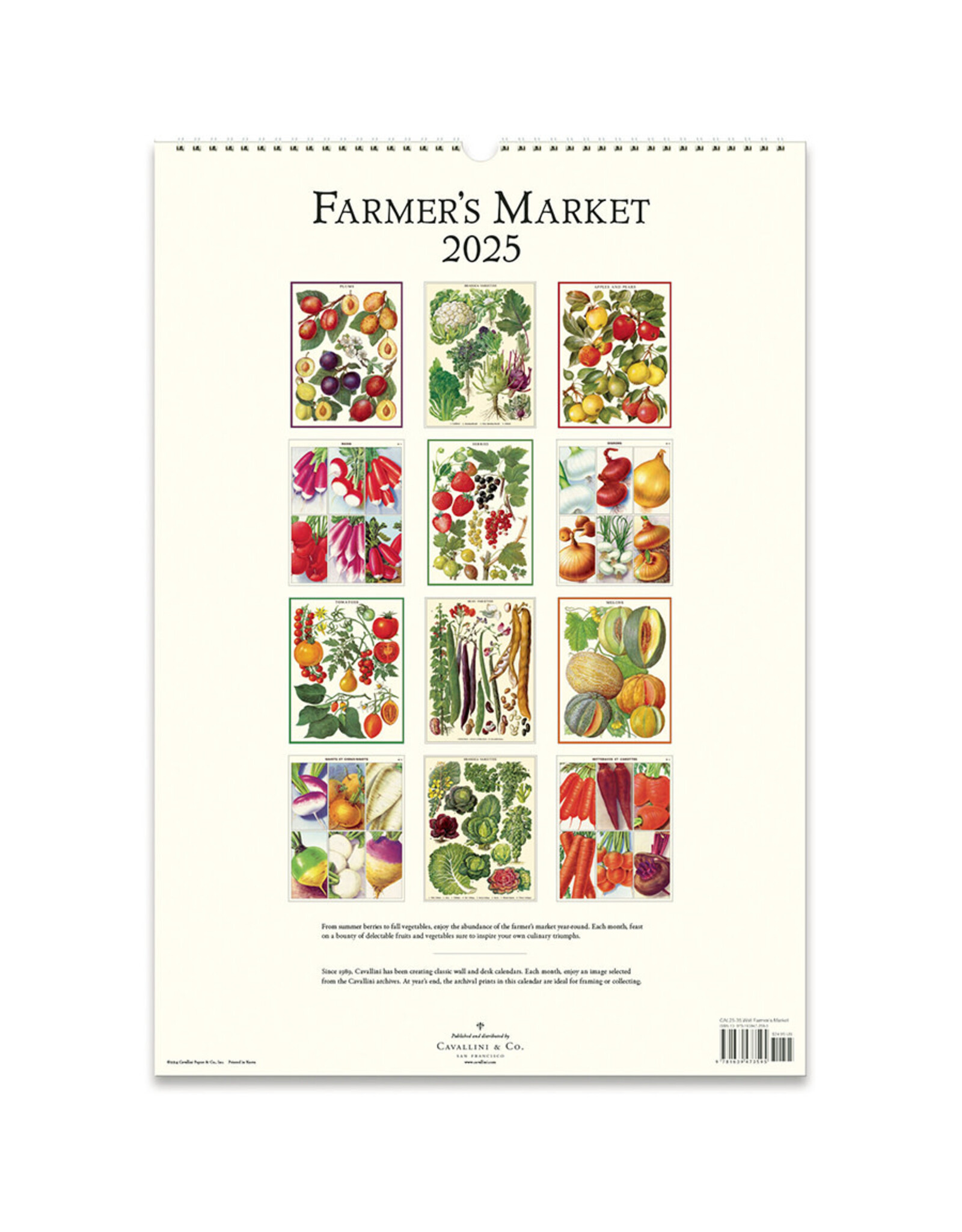 Cavallini Papers & Co. 2025 Wall Calendar Farmer's Market