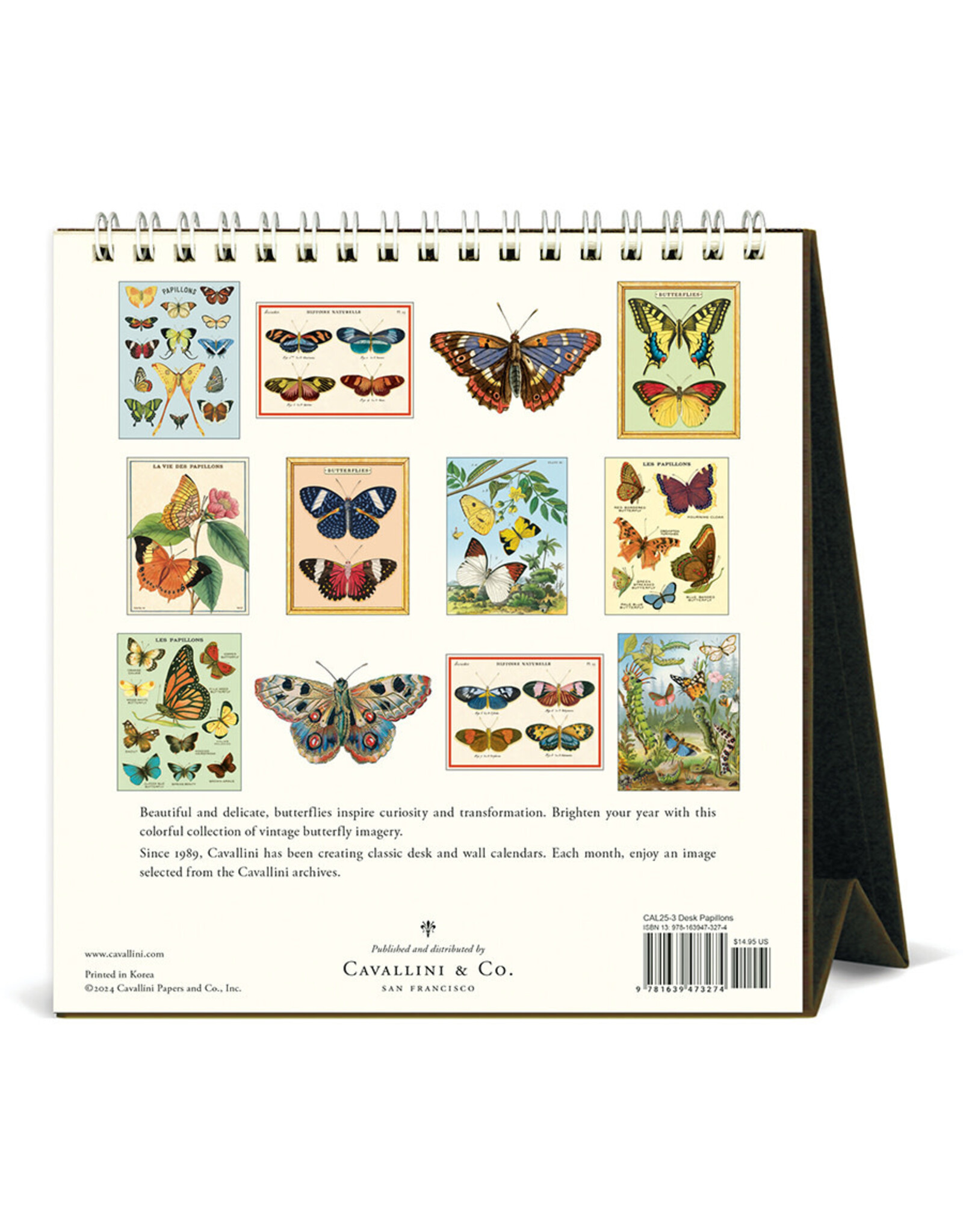 Cavallini Papers & Co. 2025 Desk Calendar Papillons