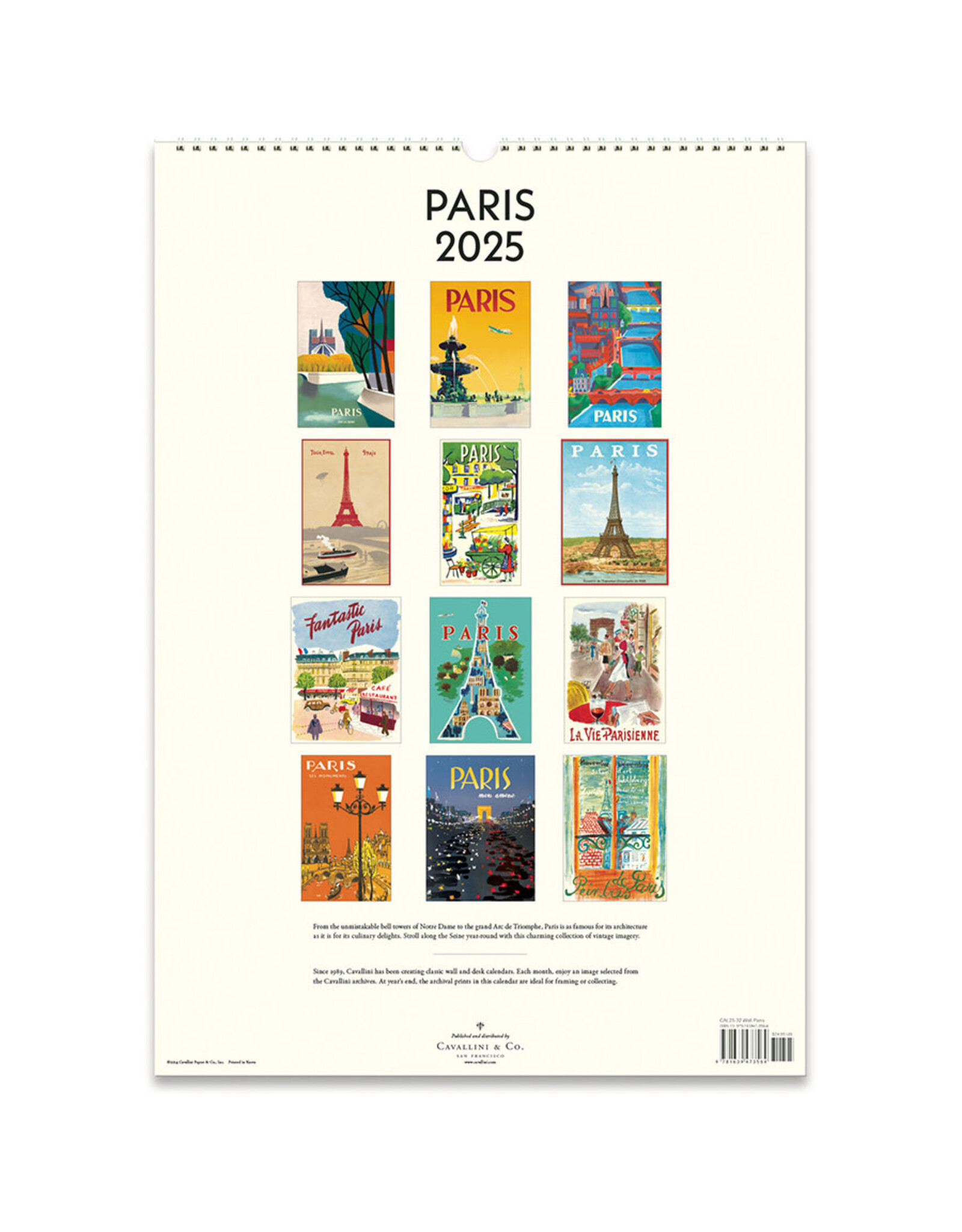 Cavallini Papers & Co. 2025 Wall Calendar Paris