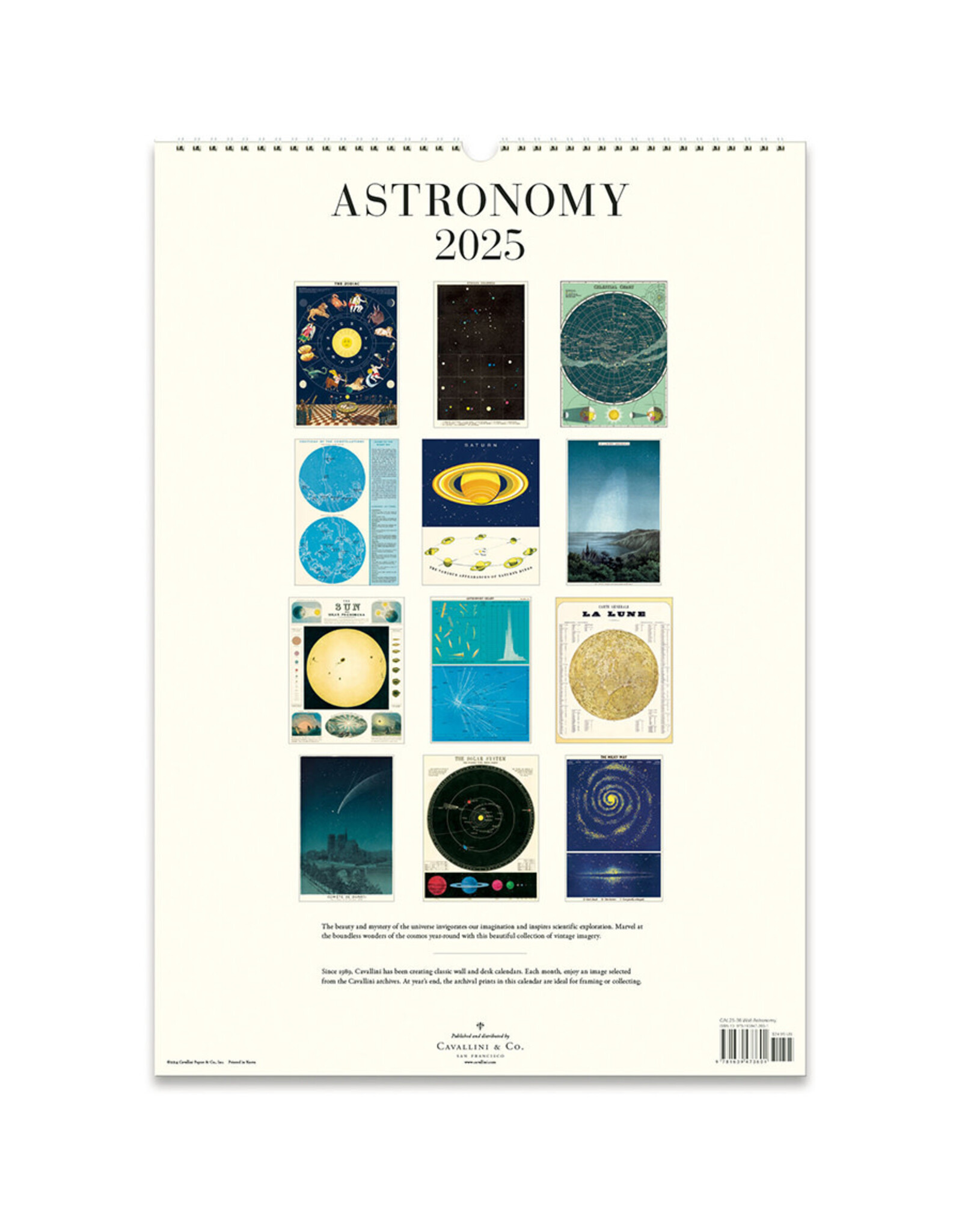 Cavallini Papers & Co. 2025 Wall Calendar Astronomy