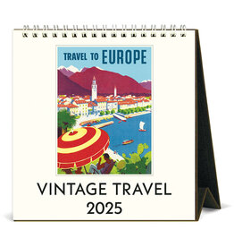 Cavallini Papers & Co. 2025 Desk Calendar Vintage Travel