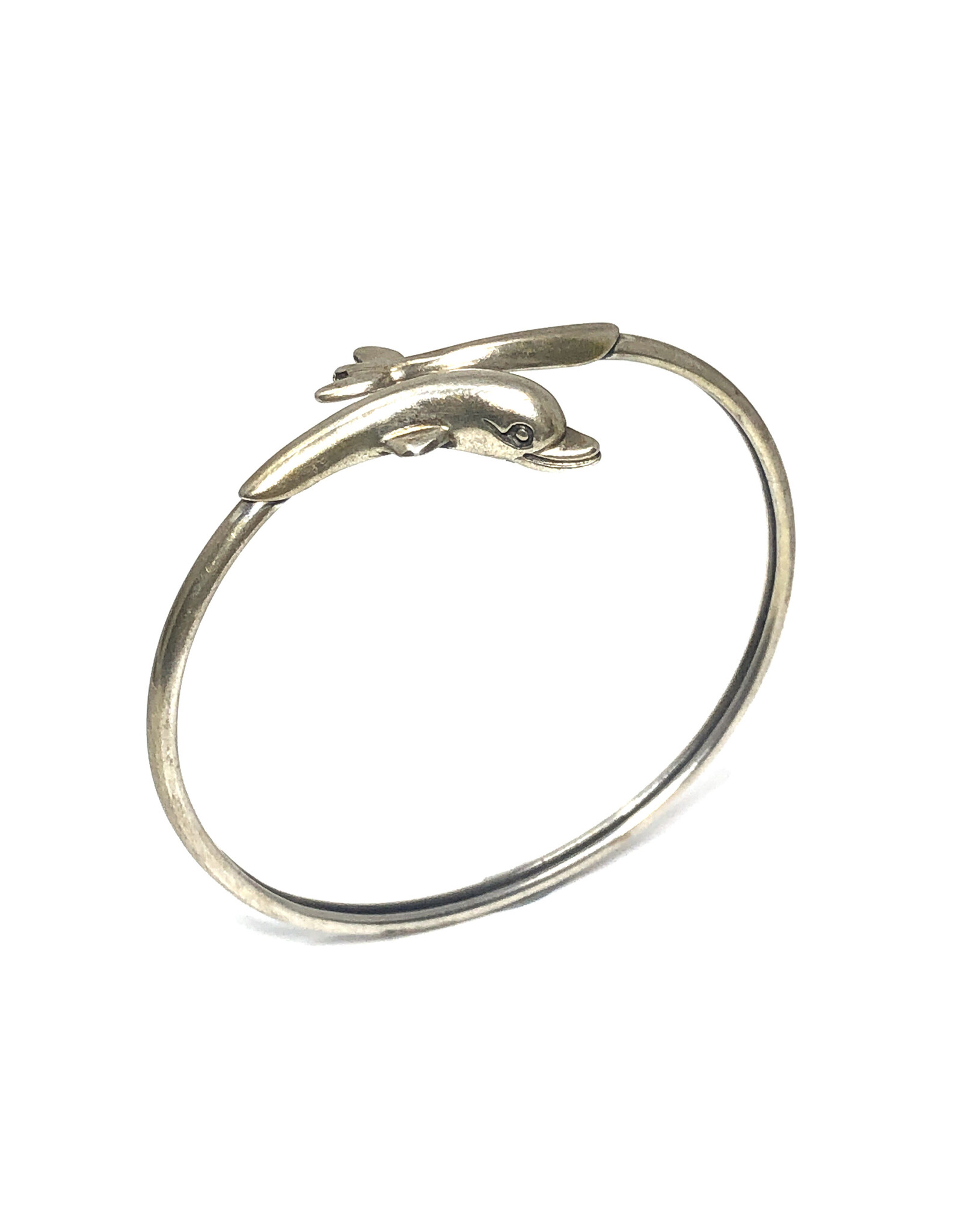 Sterling Dolphin Twist Bangle Bracelet