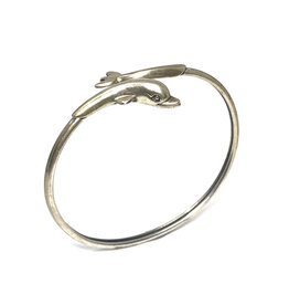 Sterling Dolphin Twist Bangle Bracelet