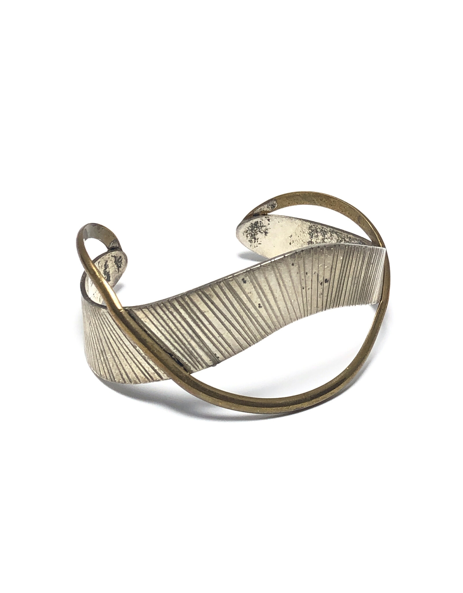 Courtney Wavy Sterling & Brass Cuff Bracelet