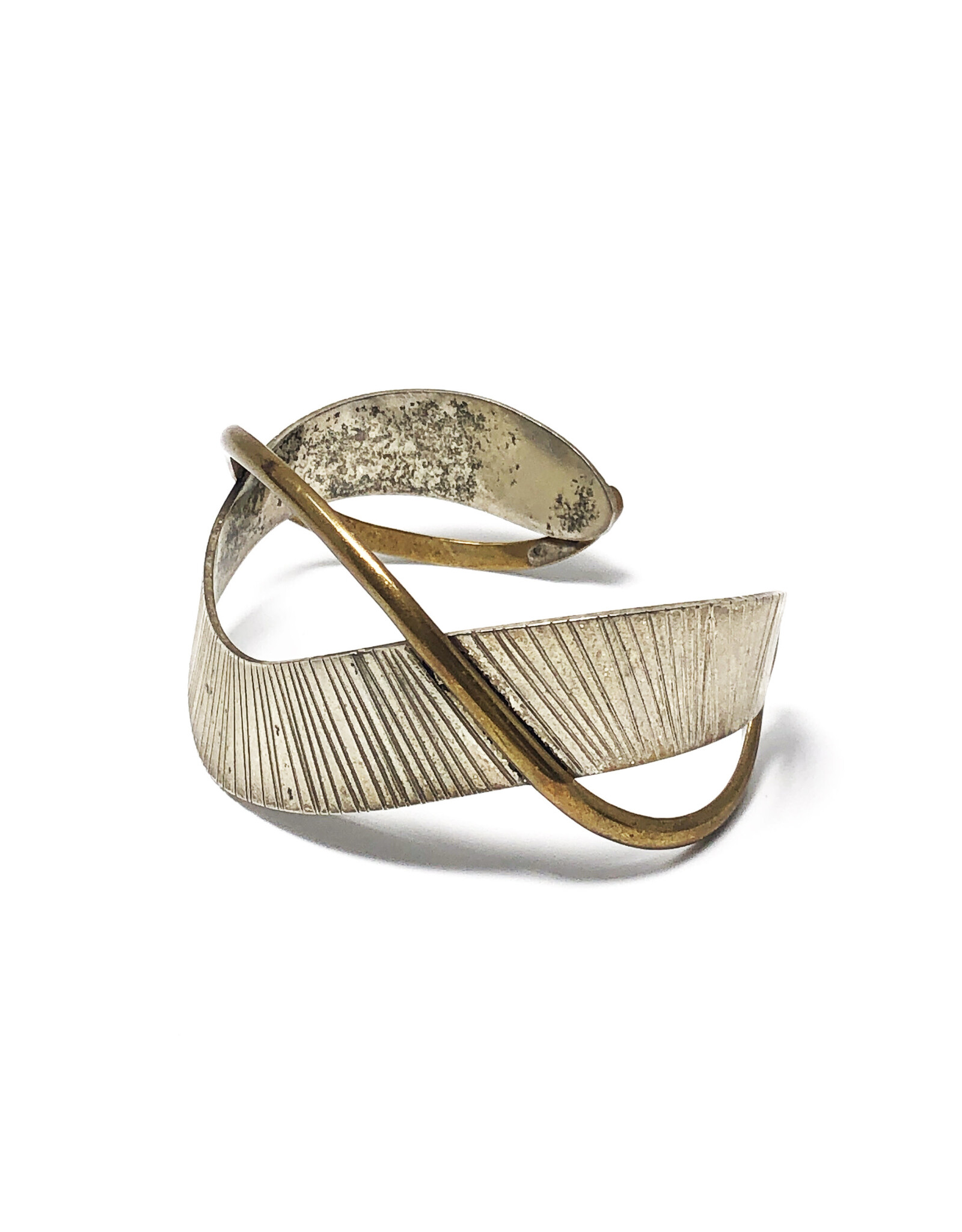 Courtney Wavy Sterling & Brass Cuff Bracelet