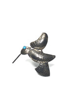 Herbert Tsosie Vintage Sterling Navajo Hummingbird Brooch with Turquoise Eye