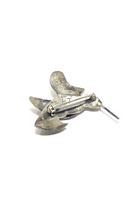 Herbert Tsosie Vintage Sterling Navajo Hummingbird Brooch with Turquoise Eye