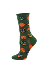 Socksmith Design Vintage Halloween Green Heather 9-11 Women's Crew Socks