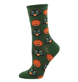 Socksmith Design Vintage Halloween Green Heather 9-11 Women's Crew Socks