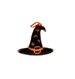 Ornaments 4 Orphans Witch Hat Embroidered Wool Halloween Ornament