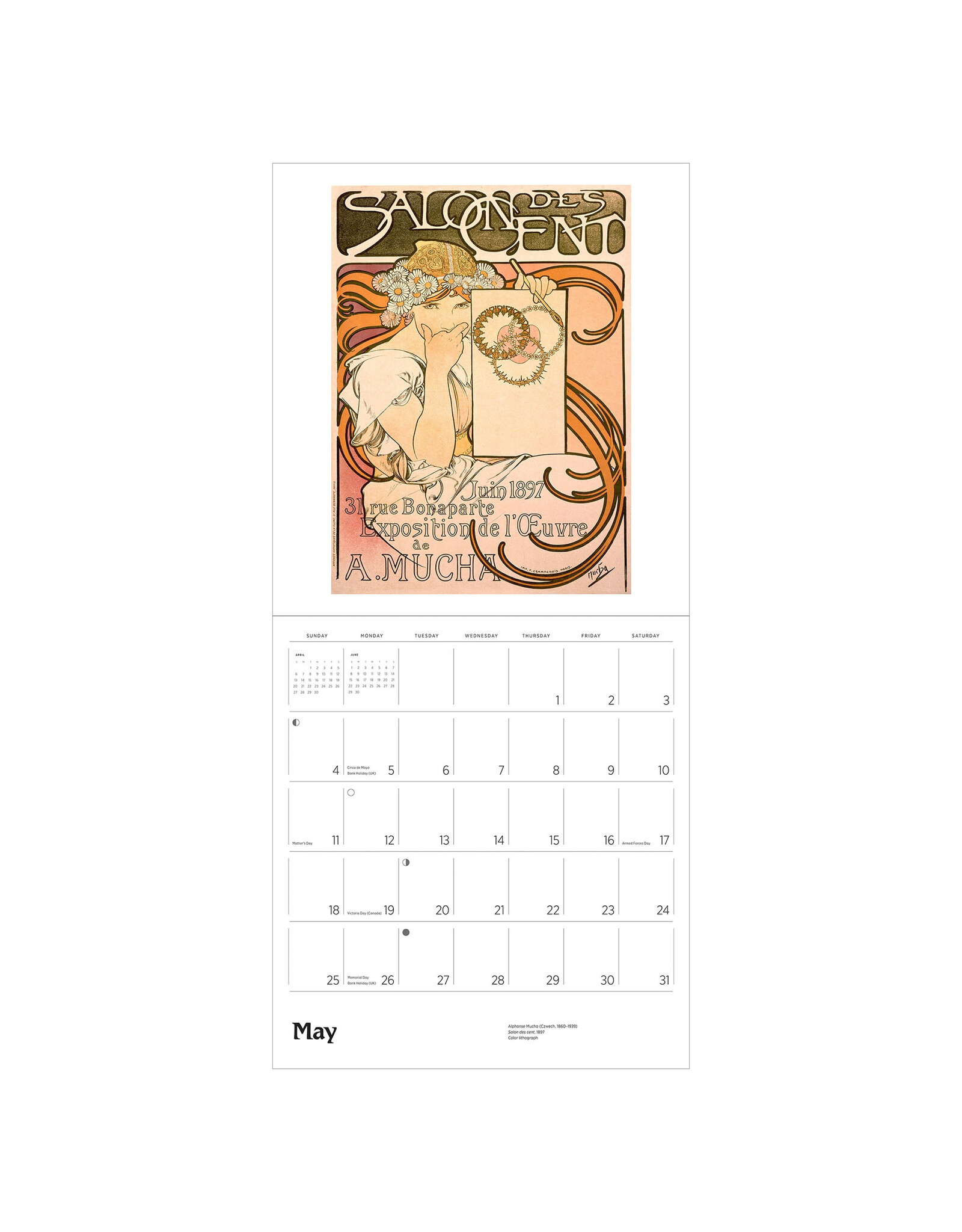 Pomegranate Alphonse Mucha 2025 Wall Calendar