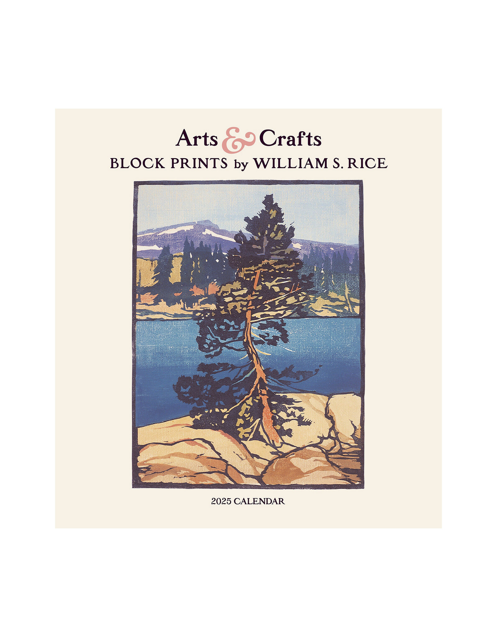 Pomegranate Arts & Crafts Block Prints by William S. Rice 2025 Wall Calendar