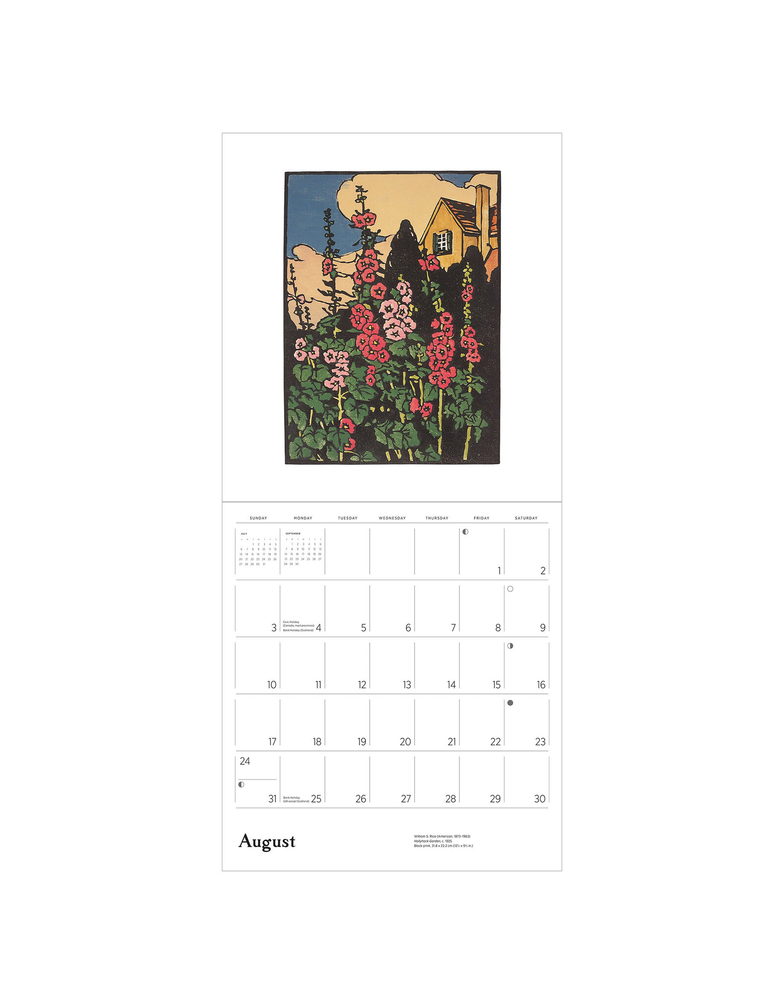 Pomegranate Arts & Crafts Block Prints by William S. Rice 2025 Wall Calendar