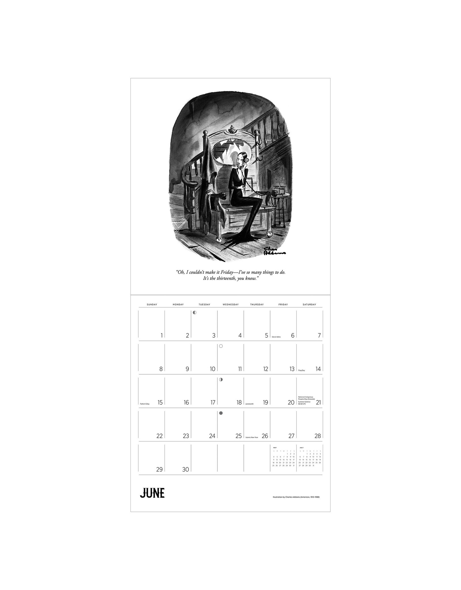 Pomegranate Charles Addams: The Addams Family 2025 Wall Calendar