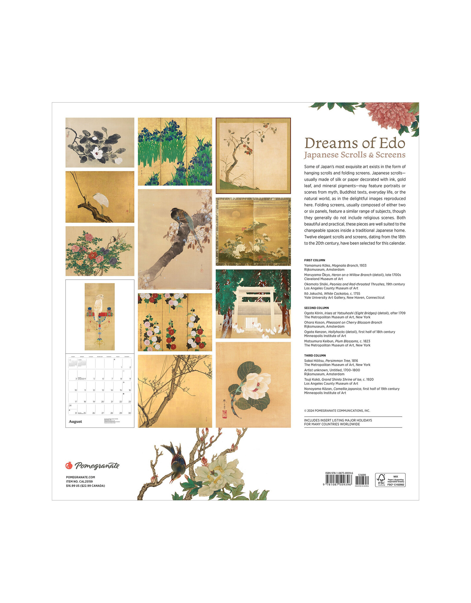 Pomegranate Dreams of Edo 2025 Wall Calendar