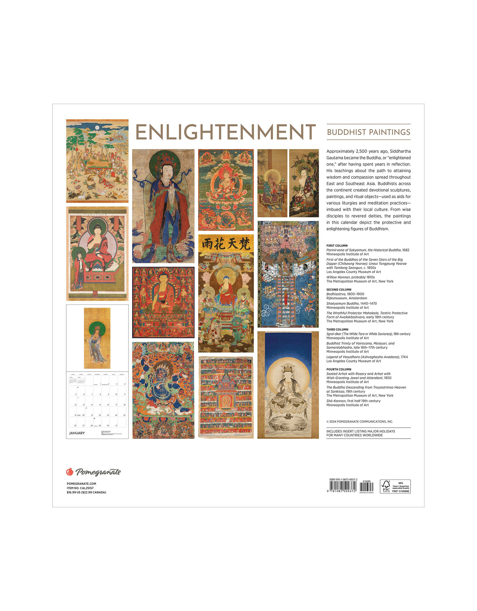 Pomegranate Enlightenment: Buddhist Paintings 2025 Wall Calendar