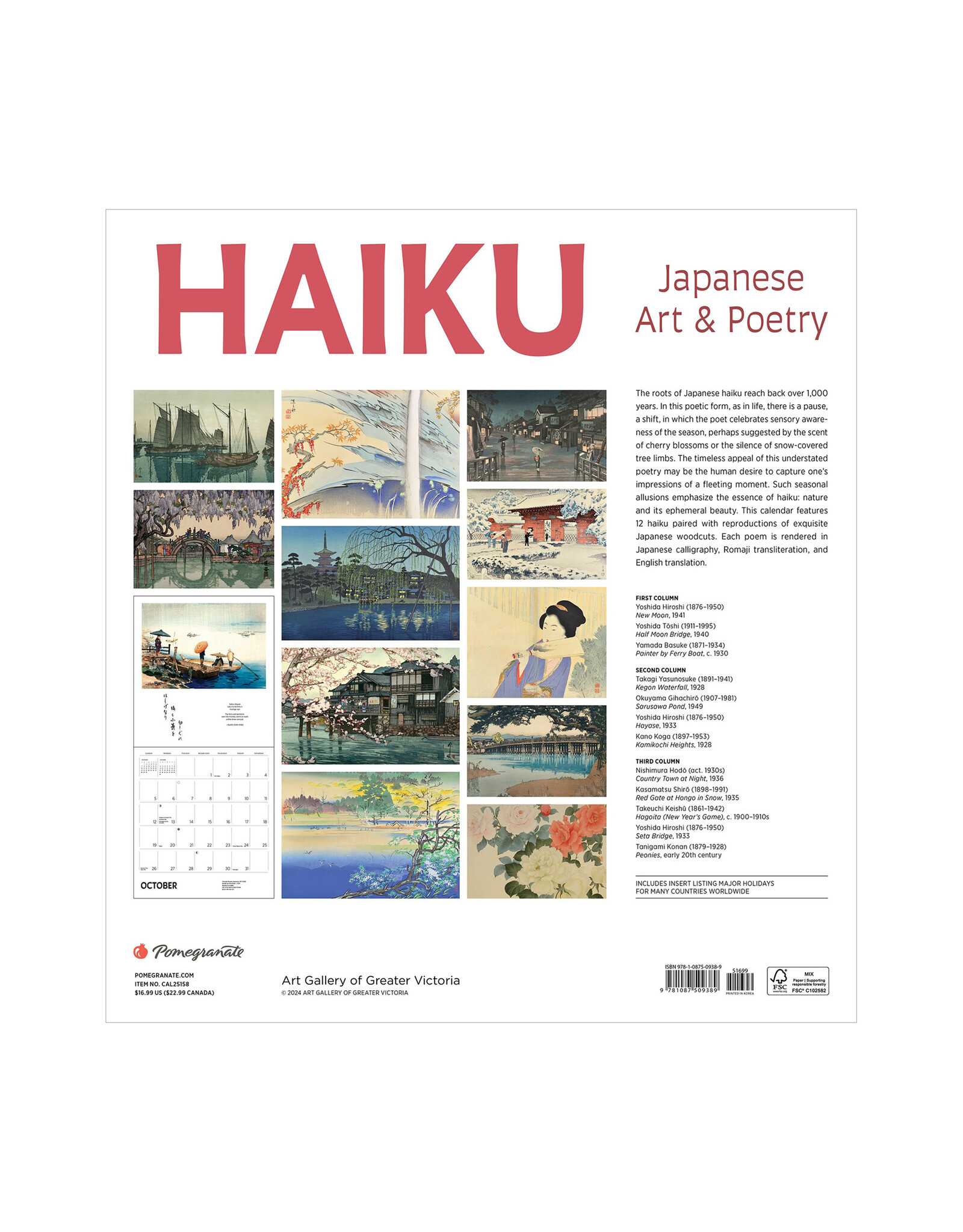 Pomegranate Haiku: Japanese Art and Poetry 2025 Wall Calendar