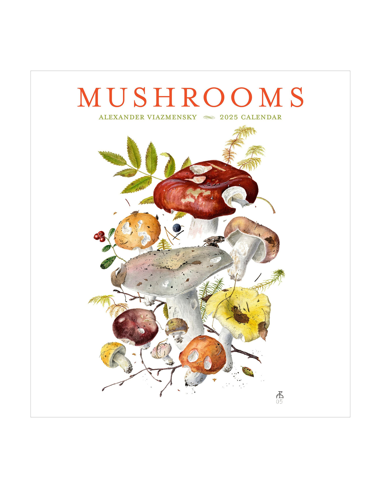 Pomegranate Mushrooms: Alexander Viazmensky 2025 Wall Calendar