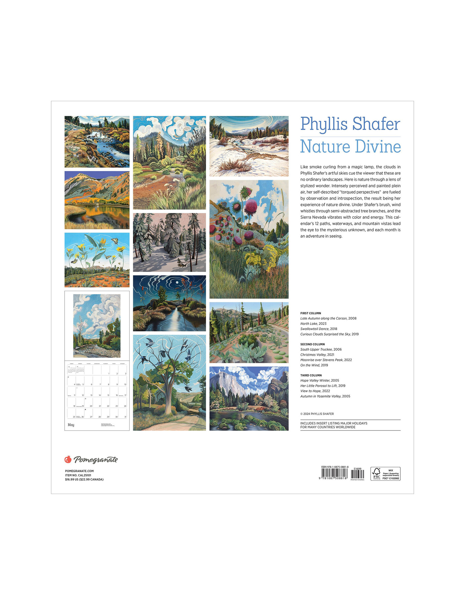 Pomegranate Phyllis Shafer: Nature Divine 2025 Wall Calendar