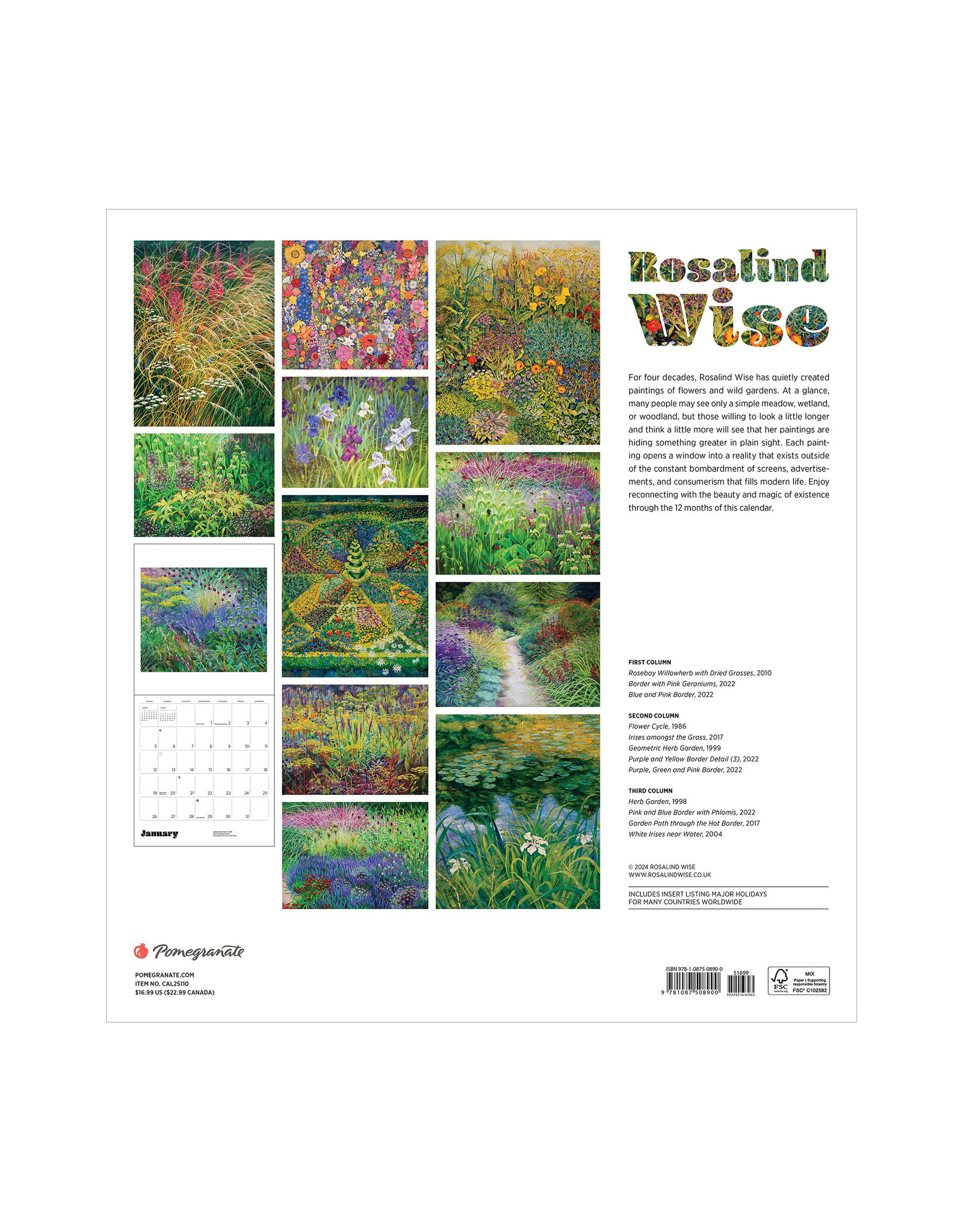 Pomegranate Rosalind Wise 2025 Wall Calendar