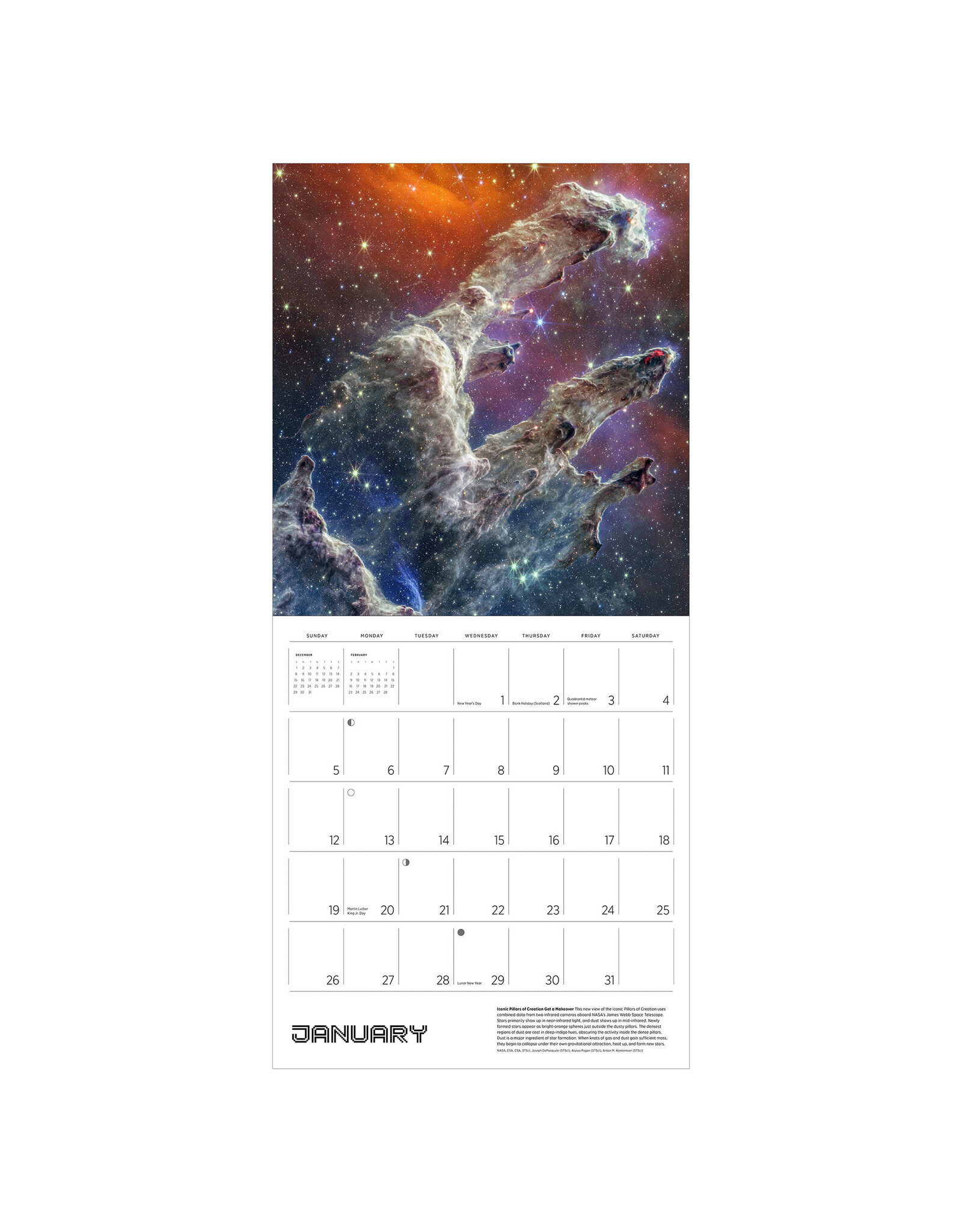 Pomegranate Space: Views from the Hubble and James Webb Telescopes 2025 Wall Calendar