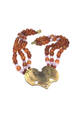 Sunya Currie 3-Strand Scarab Necklace with Carnelian and Amethyst Beads