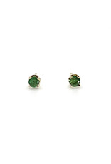 Round Light Green Emerald 14K Stud Earrings