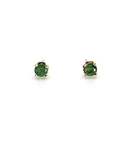 Round Light Green Emerald 14K Stud Earrings