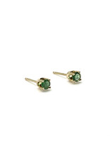 Round Light Green Emerald 14K Stud Earrings