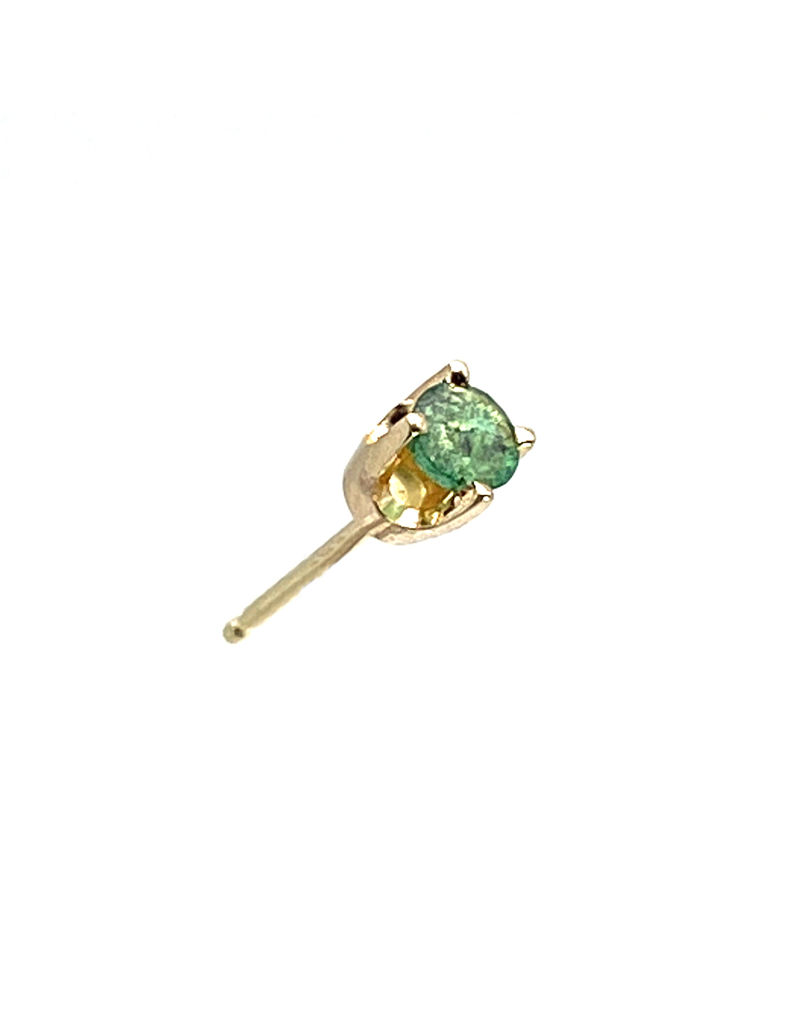 Round Light Green Emerald 14K Stud Earrings