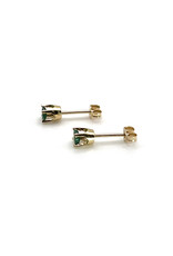 Round Light Green Emerald 14K Stud Earrings