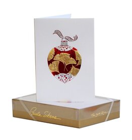 Paula Skene Designs Ginkgo Ornament on Silver Satin Box of 8