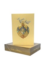Paula Skene Designs Holly Ornament on Gold Box of 8