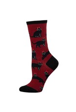 Socksmith Design Red Devilish Cats 9-11 Women's Crew Socks