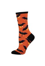 Socksmith Design Going Batty for Candy Orange 9-11 Women's Crew Socks