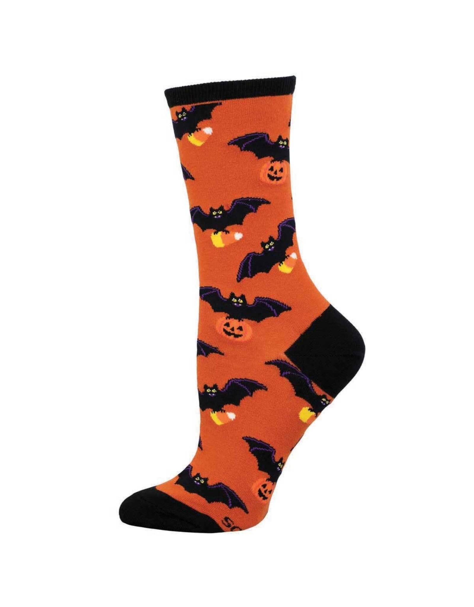 Socksmith Design Going Batty for Candy Orange 9-11 Women's Crew Socks