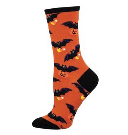 Socksmith Design Going Batty for Candy Orange 9-11 Women's Crew Socks