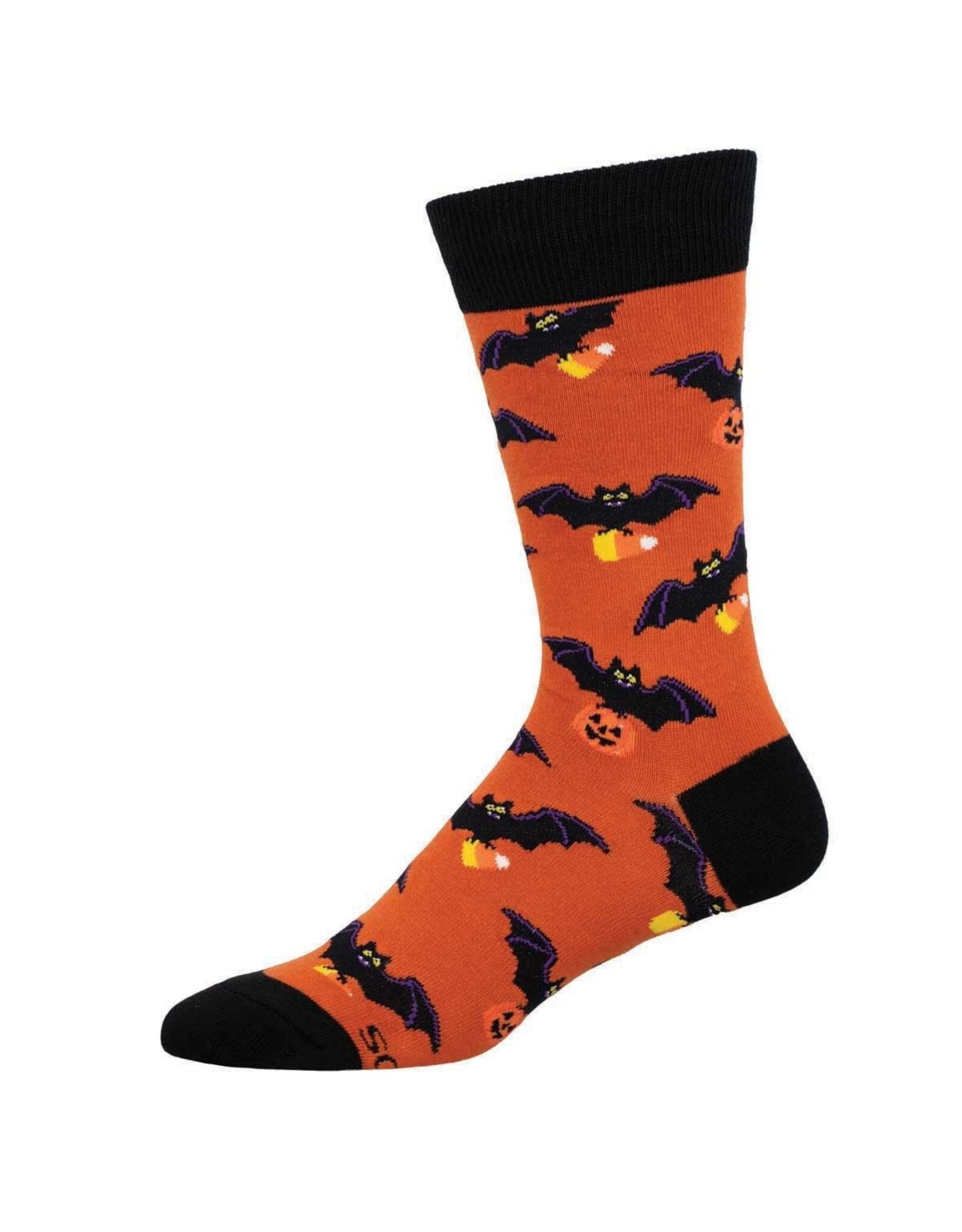 Socksmith Design Going Batty for Candy Orange 10-13 Men's Crew Socks