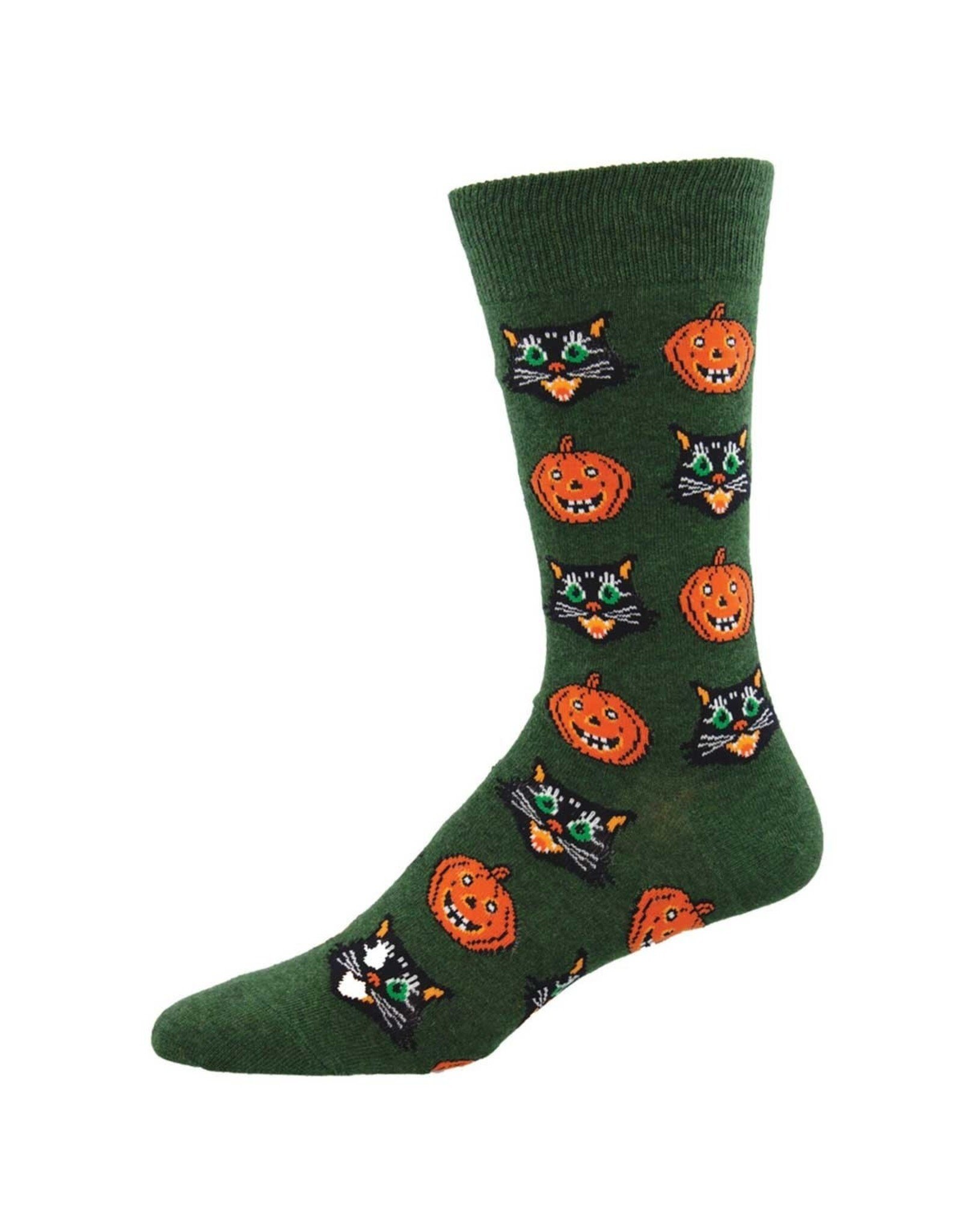 Socksmith Design Vintage Halloween Green Heather 10-13 Men's Crew Socks