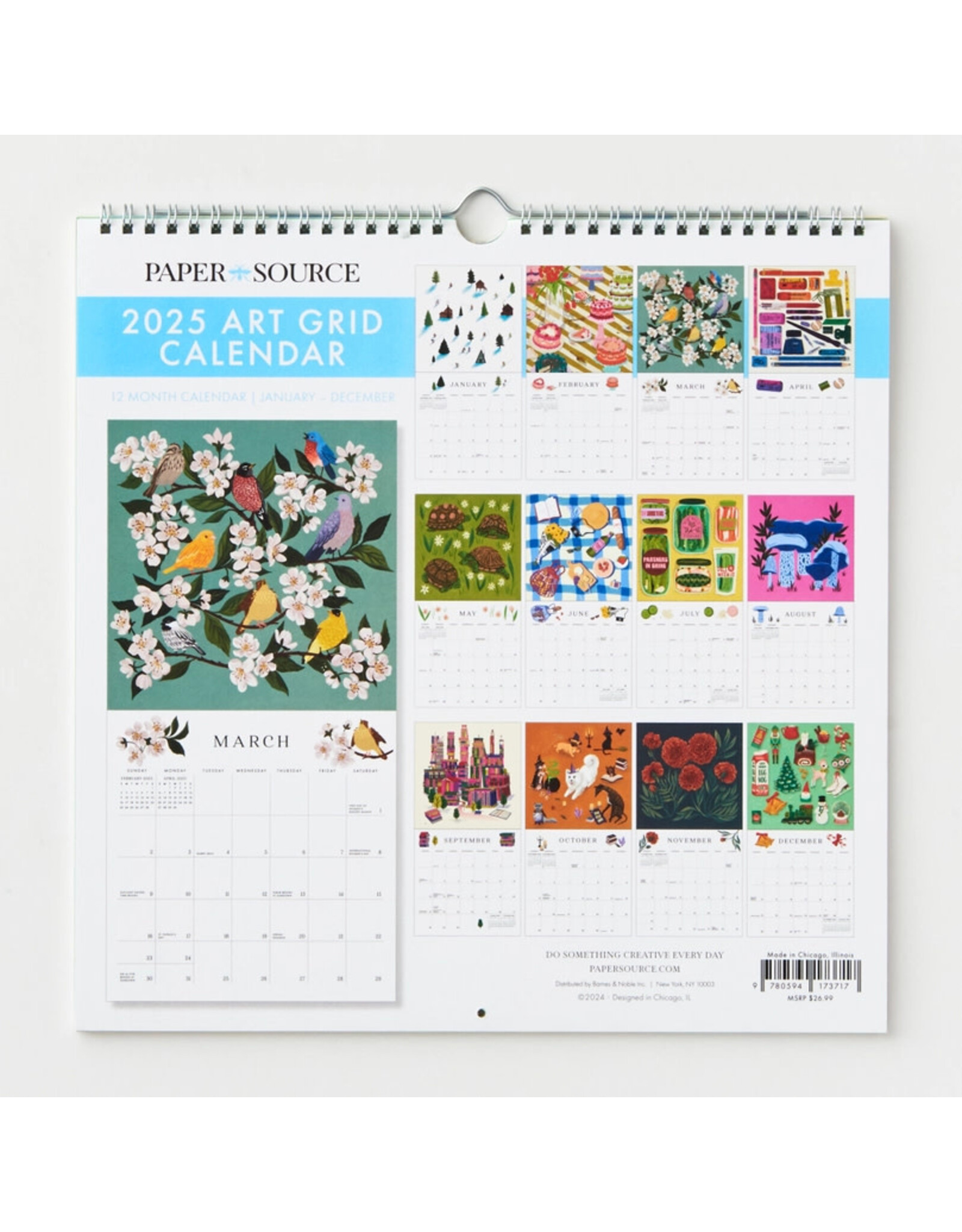 Paper Source 2025 Art Grid Wall Calendar